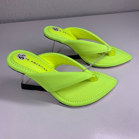 GOOD AMERICAN Lime Green Clear Wedge Sandals Size‎ 5.5 - Picture 5 of 11